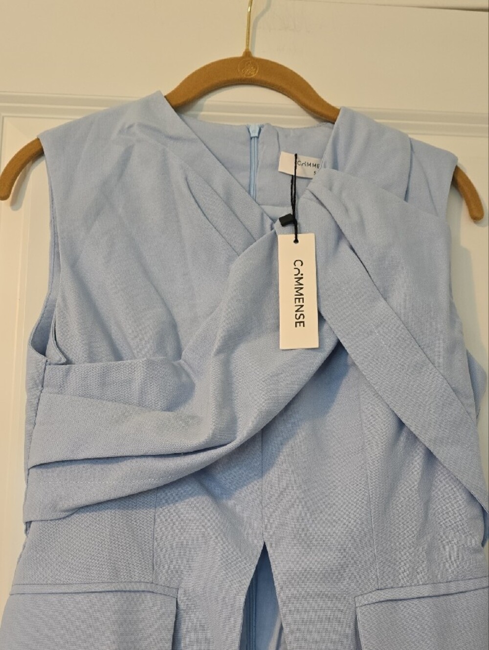 Commense Light Blue Draped Sleeveless Vest Top Size S NWT - Picture 2 of 14